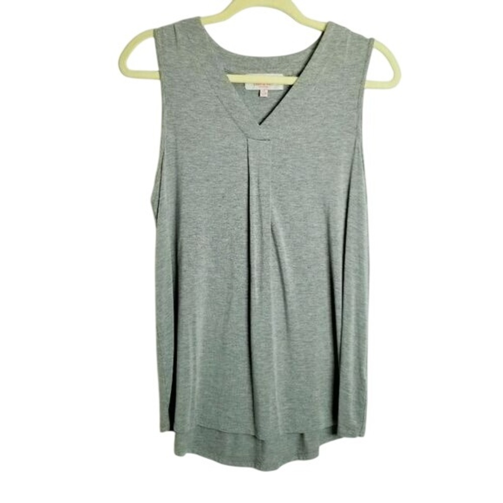 LAURIE FELT Tank Blouse QVC Knit Sleeveless Gray Flowy Front Panel‎ Detailing XL